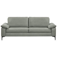 2,5-SITZER  in Echtleder Hellgrau   - Hellgrau/Schwarz, Design, Leder/Metall (204/83/97cm) - Schöner Wohnen