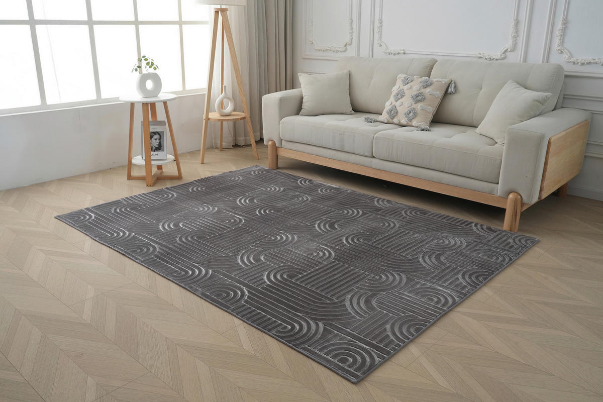 LÄUFER 80/150 cm Calma  - Anthrazit, Basics, Textil (80/150cm) - Kayoom