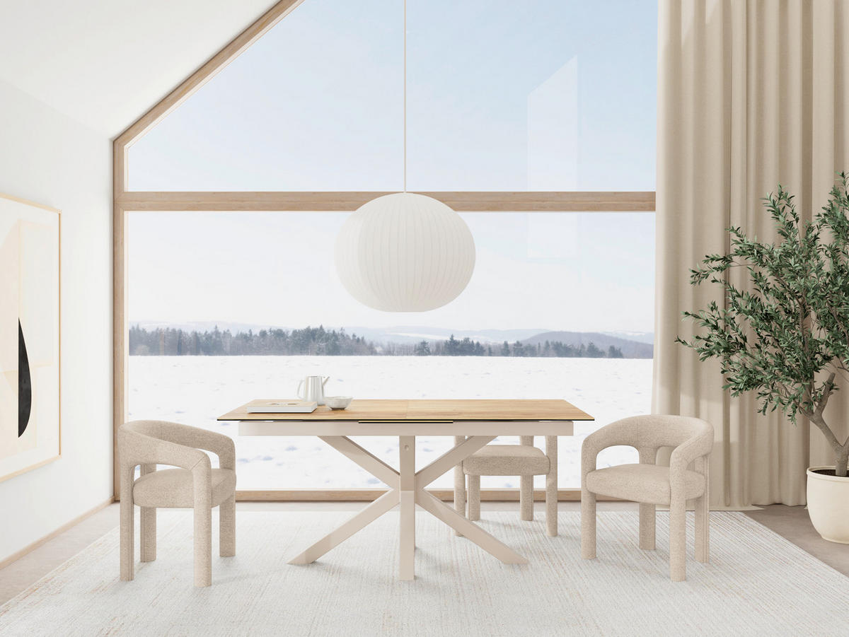 ESSTISCH in Metall, Glas, Keramik 210/90/76 cm  - Eichefarben/Grau, MODERN, Glas/Keramik (210/90/76cm) - MID.YOU