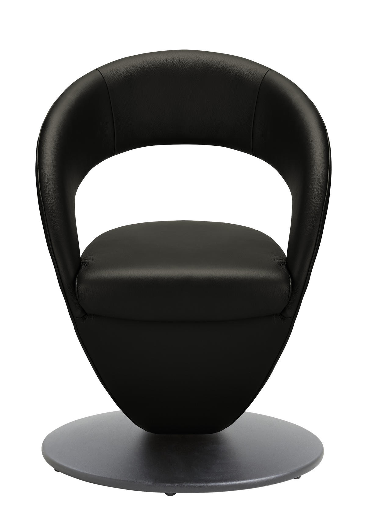 STUHL Echtleder Schwarz  - Schwarz, Design, Leder/Metall (62/86/61cm) - Moderano