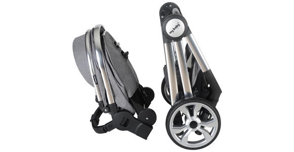 KINDERWAGENSET Neapel - Silberfarben/Grau, Design, Textil/Metall (76,96/59,95/106,68cm) - My Baby Lou