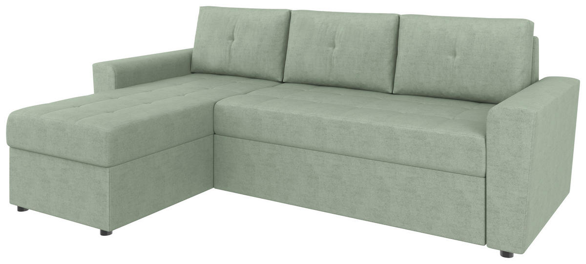 ECKSOFA TERMOLI in Jacquard Mintgrün  155/231 cm  - Schwarz/Mintgrün, Design, Kunststoff/Textil (155/231cm) - MID.YOU