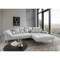 ECKSOFA in Mikrofaser Weiß  310/192 cm  - Schwarz/Weiß, KONVENTIONELL, Textil/Metall (310/192cm) - Livetastic