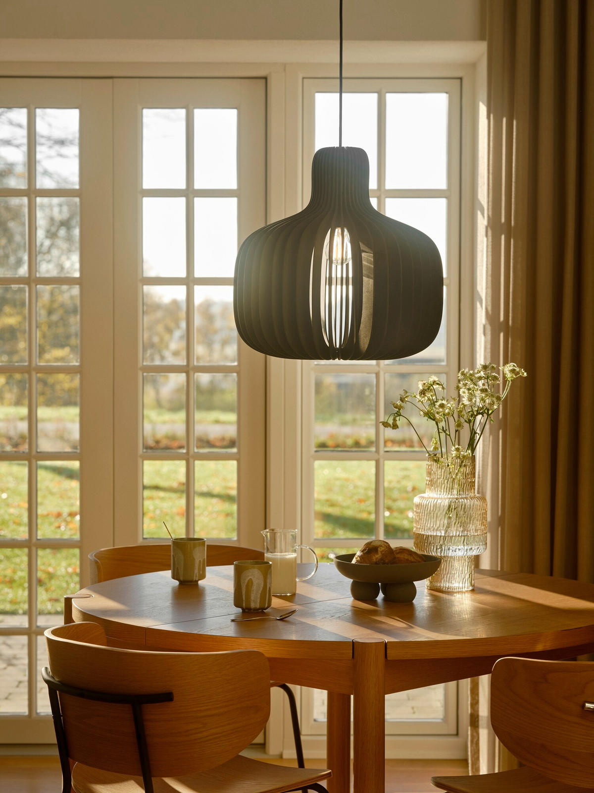 HÄNGELEUCHTE 43/43 cm   - Schwarz, Trend, Holz (43/43cm) - Nordlux