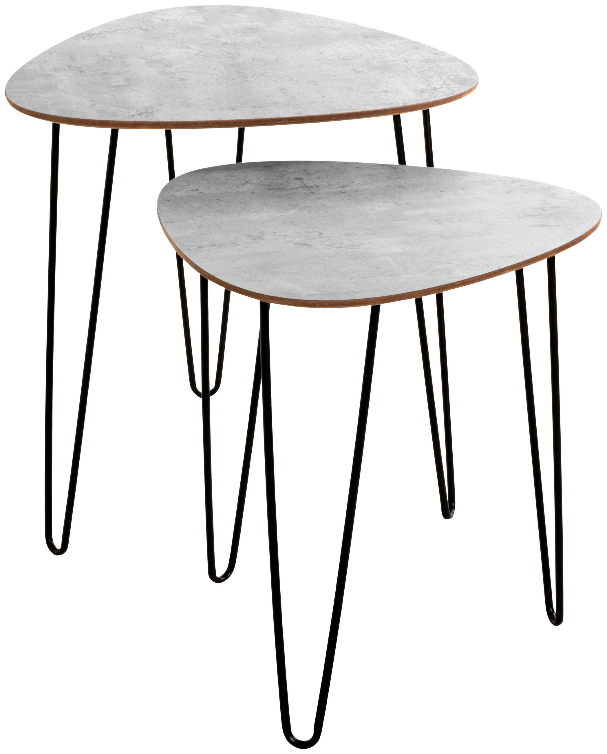 Beistelltisch 2er Set Duo, Betonoptik/Schwarz