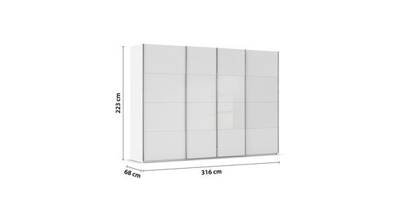 SCHWEBETÜRENSCHRANK  in Weiß  - Chromfarben/Weiß, KONVENTIONELL, Glas/Holzwerkstoff (316/223/68cm) - Novel
