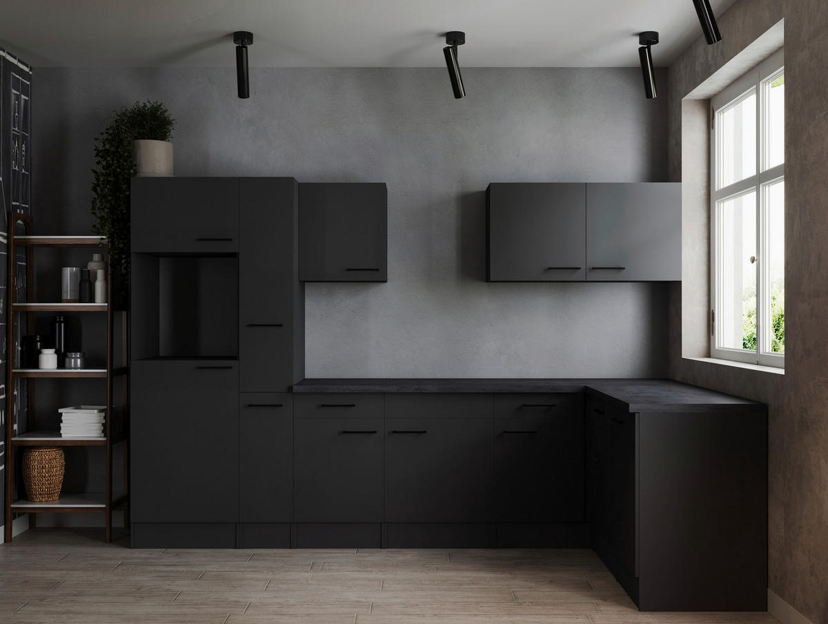 ECKKÜCHE 310/172 cm  in Dunkelgrau  - Dunkelgrau/Schwarz, Design, Holzwerkstoff/Metall (310/172cm) - Respekta