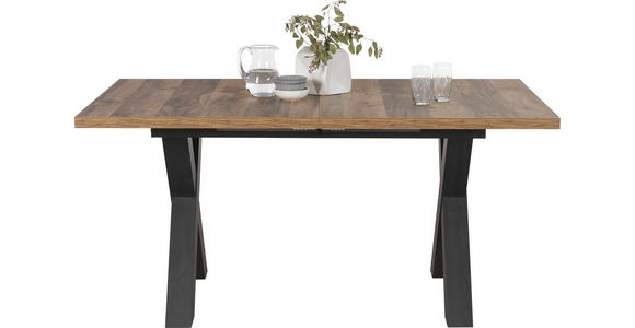 ESSTISCH in Holzwerkstoff 160-210/90/75 cm - Eichefarben/Schwarz, KONVENTIONELL, Holzwerkstoff (160-210/90/75cm) - Hom`in