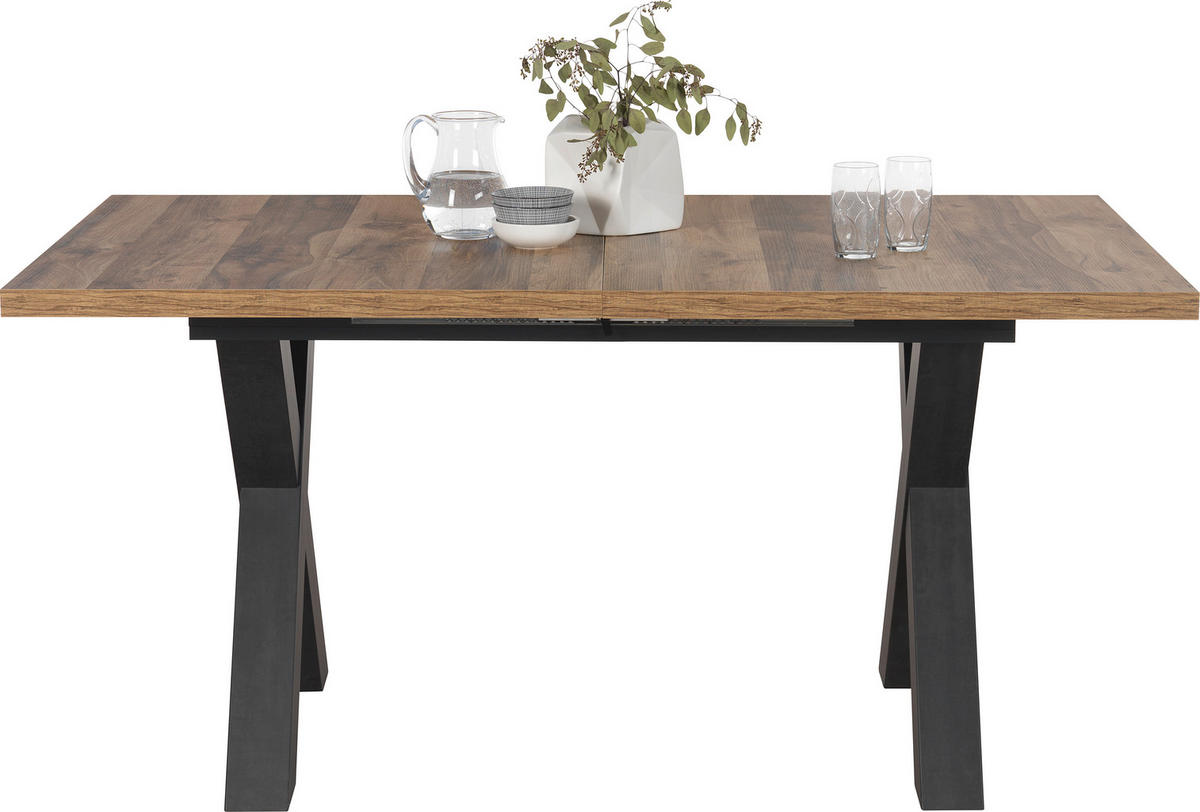 ESSTISCH in Holzwerkstoff 160-210/90/75 cm  - Eichefarben/Schwarz, KONVENTIONELL, Holzwerkstoff (160-210/90/75cm) - Hom`in
