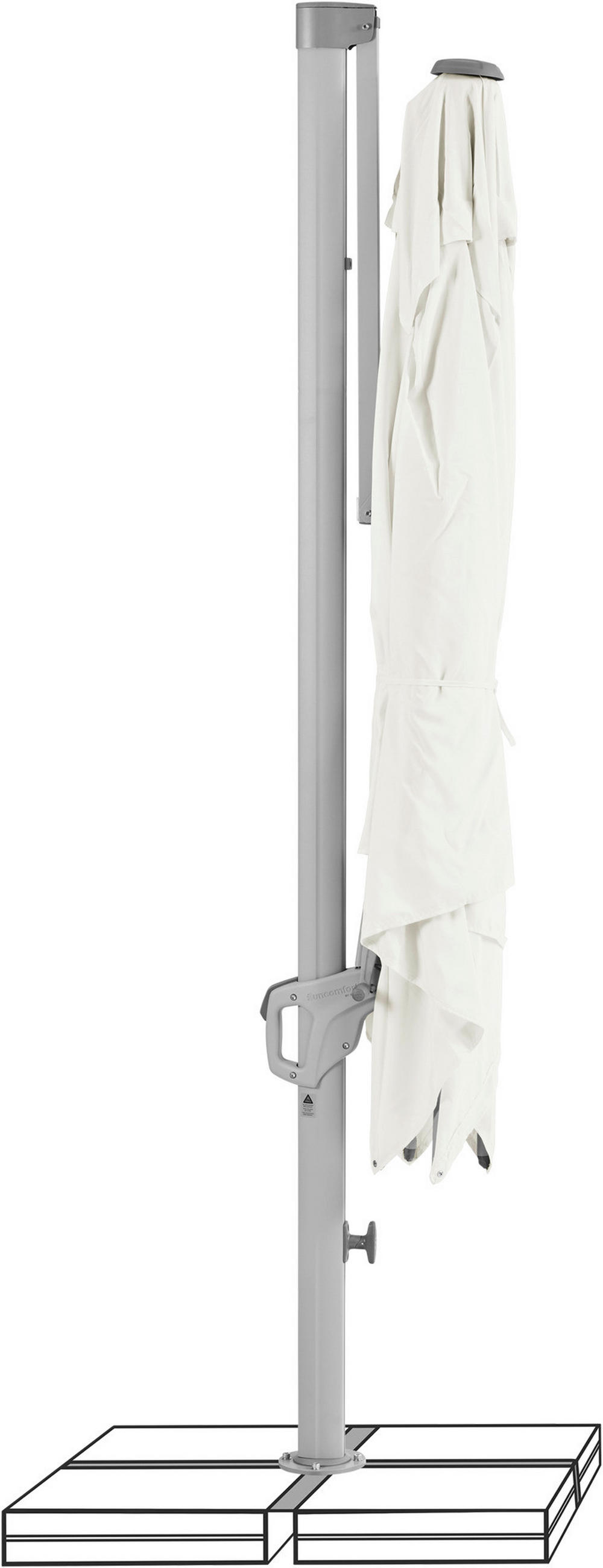 AMPELSCHIRM 300 cm  - Silberfarben/Naturfarben, KONVENTIONELL, Textil/Metall (300/300cm) - Suncomfort by Glatz