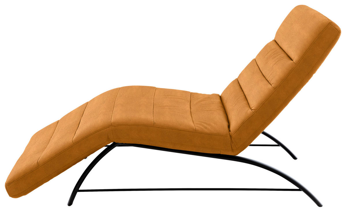RELAXLIEGE in Mikrofaser Cognac  - Cognac/Schwarz, Design, Textil/Metall (95/91/170cm) - Chilliano