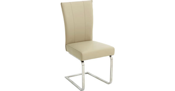 SCHWINGSTUHL Echtleder Edelstahlfarben, Sandfarben - Sandfarben/Edelstahlfarben, Design, Leder/Metall (42/105/57cm) - VALNATURA