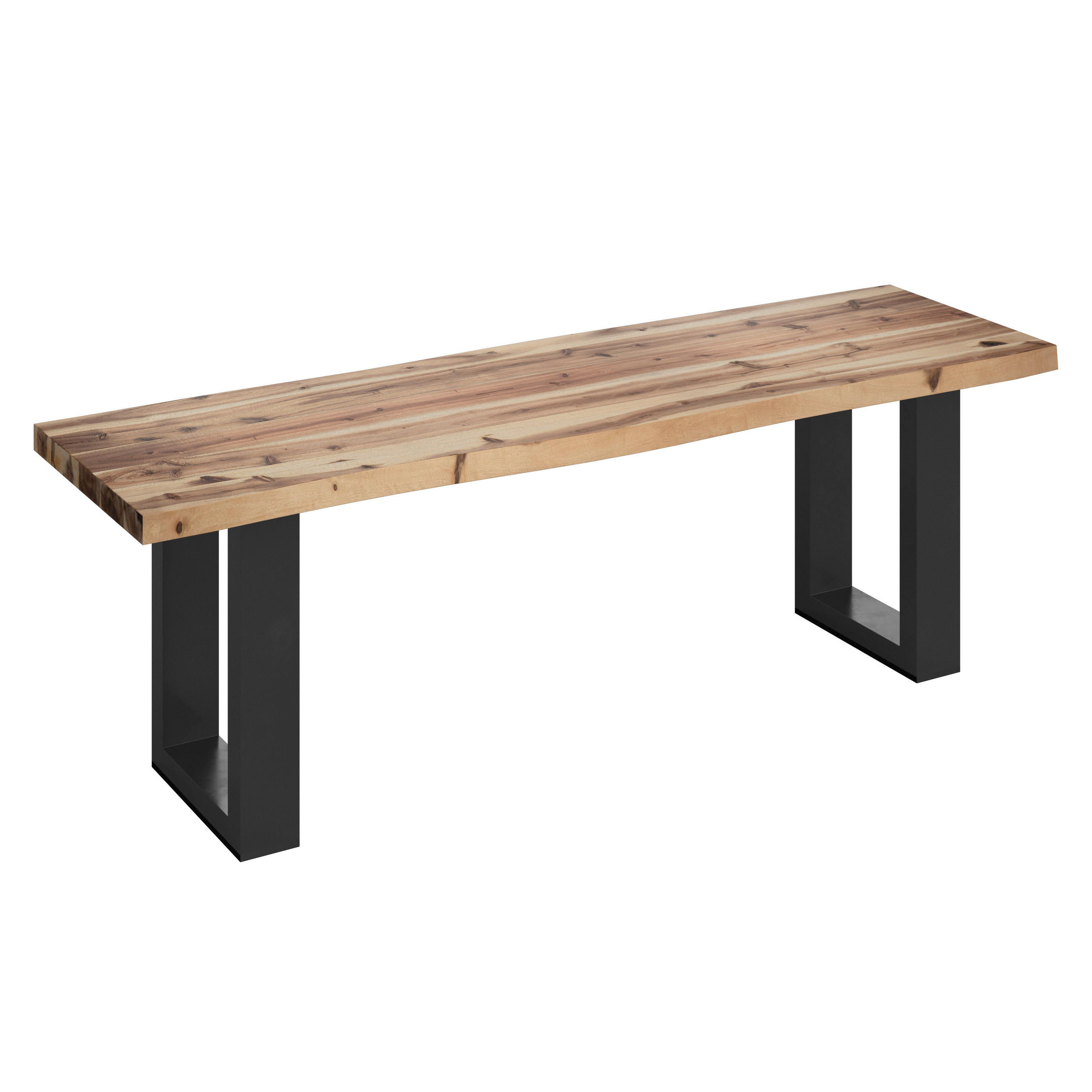 GARTENBANK 200/45/40 cm Akazie Stahl - Schwarz/Akaziefarben, KONVENTIONELL, Holz/Metall (200/45/40cm) - Ambia Garden