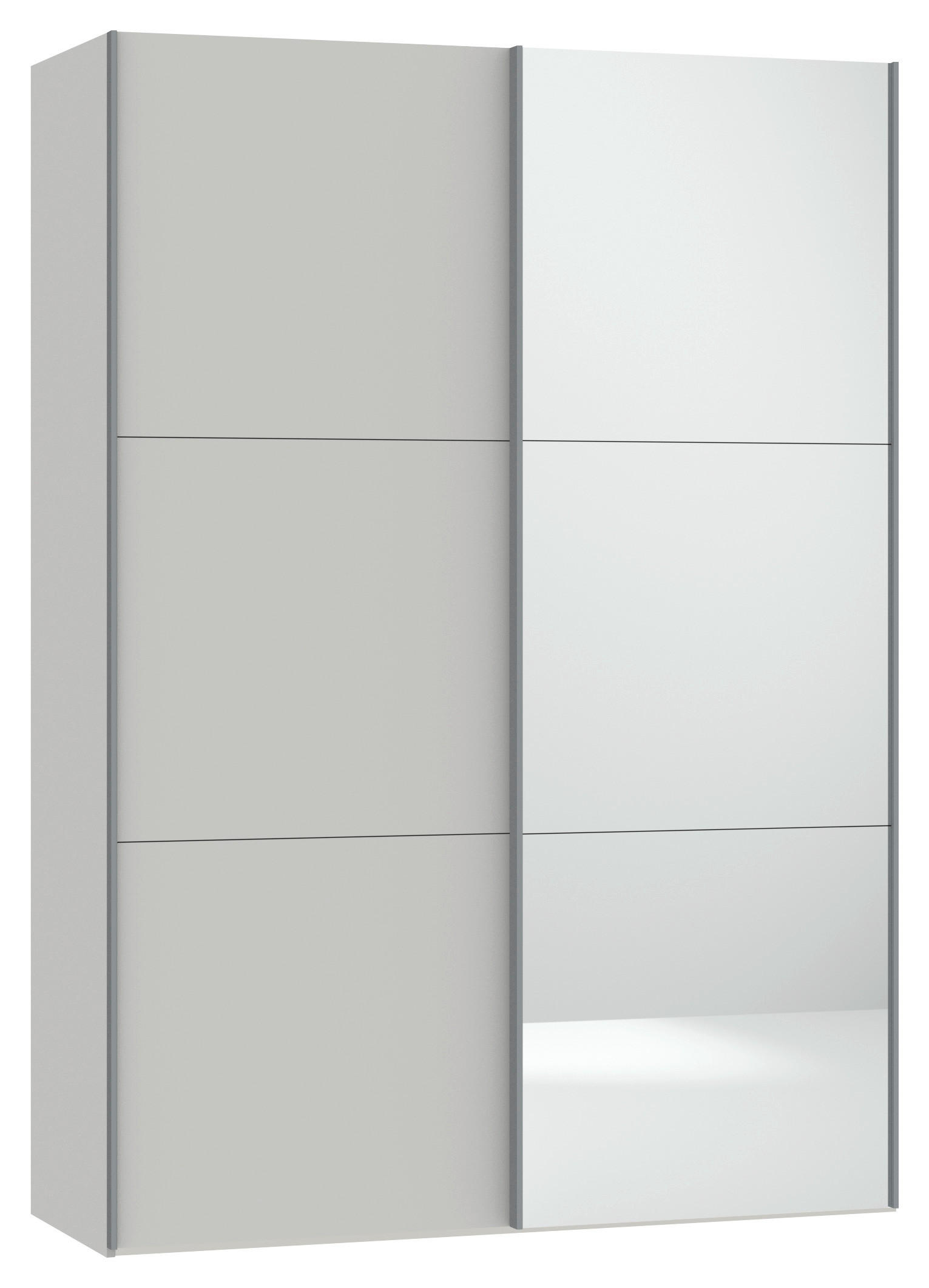 SCHWEBETÜRENSCHRANK 152/220/65 cm 2-türig Hellgrau  - Silberfarben/Hellgrau, Design, Glas/Holzwerkstoff (152/220/65cm) - Jutzler