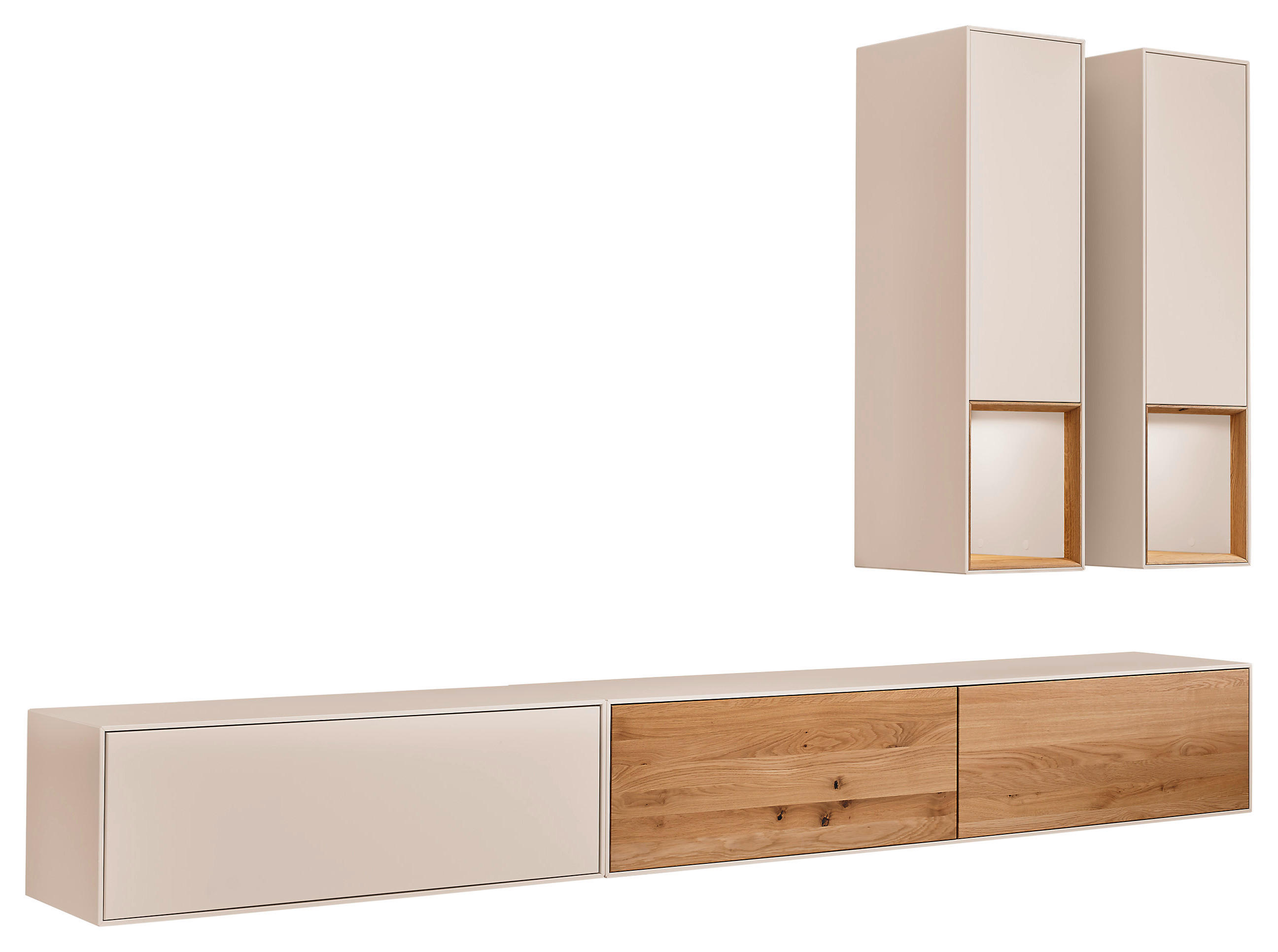 Dieter Knoll Wohnwand Sand, Wildeiche 285x190x39 cm