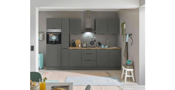 KÜCHENBLOCK   in Graphitfarben  - Schwarz/Graphitfarben, Basics, Holzwerkstoff/Metall (300/211/60cm) - Xora