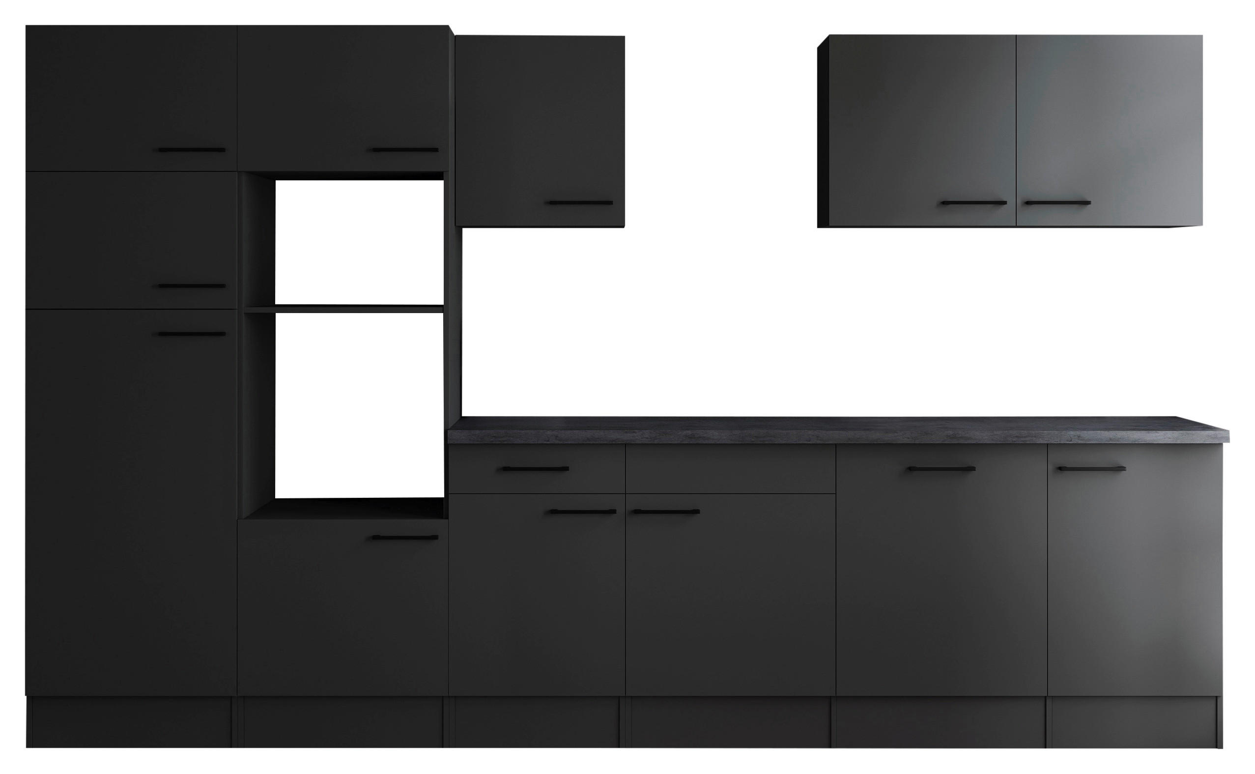 KÜCHENLEERBLOCK 340 cm   in Dunkelgrau  - Dunkelgrau/Schwarz, Design, Holzwerkstoff/Metall (340cm) - Respekta