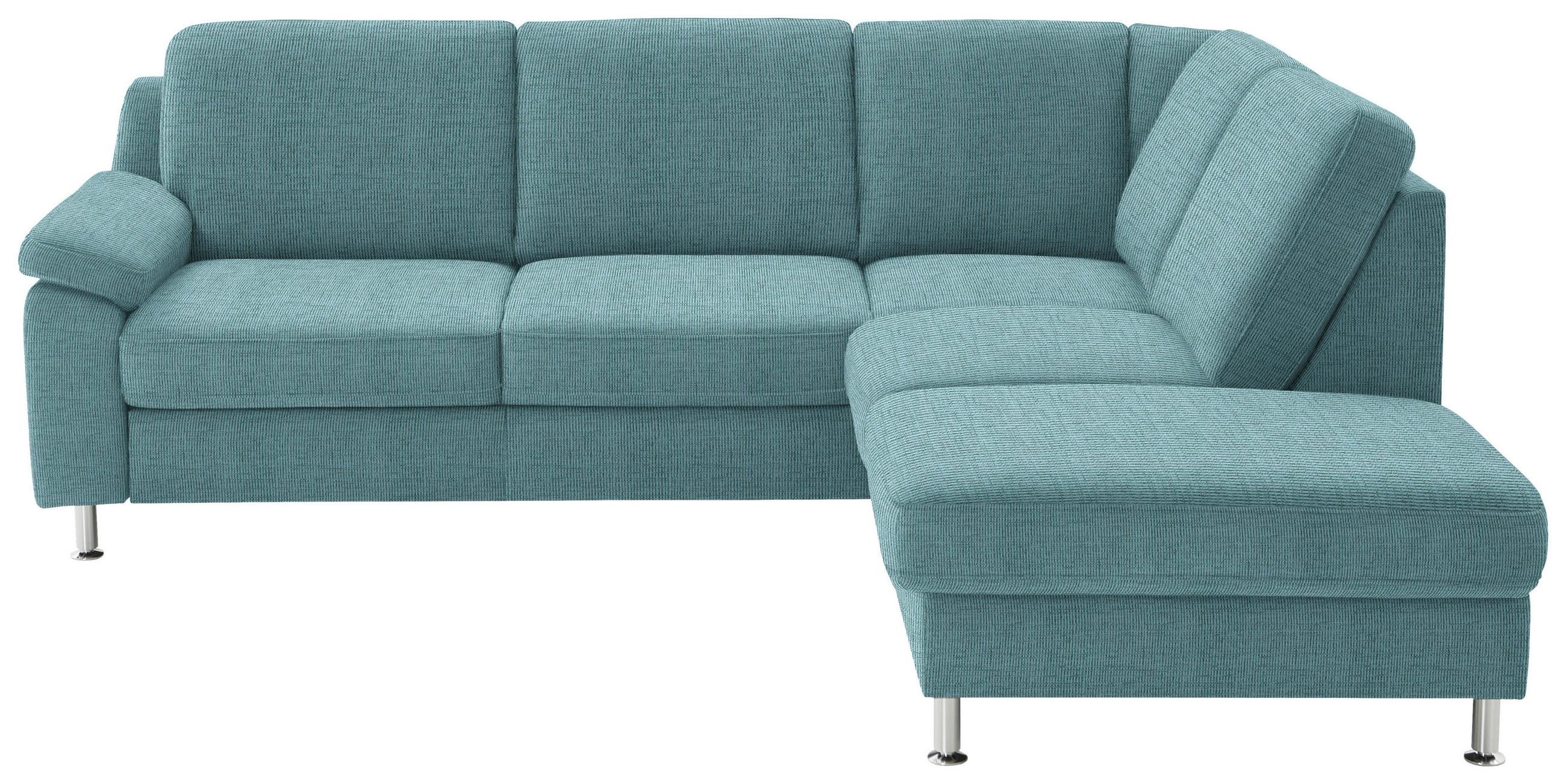 ECKSOFA in Webstoff Türkis  - Türkis/Alufarben, Konventionell, Textil/Metall (241/200cm) - Beldomo System