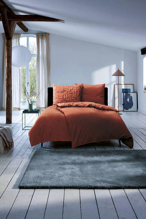 WENDEBETTWÄSCHE E-ScatterBig-F Flanell 135/200 cm  - Terracotta/Dunkelorange, Design, Textil (135/200cm) - Esprit