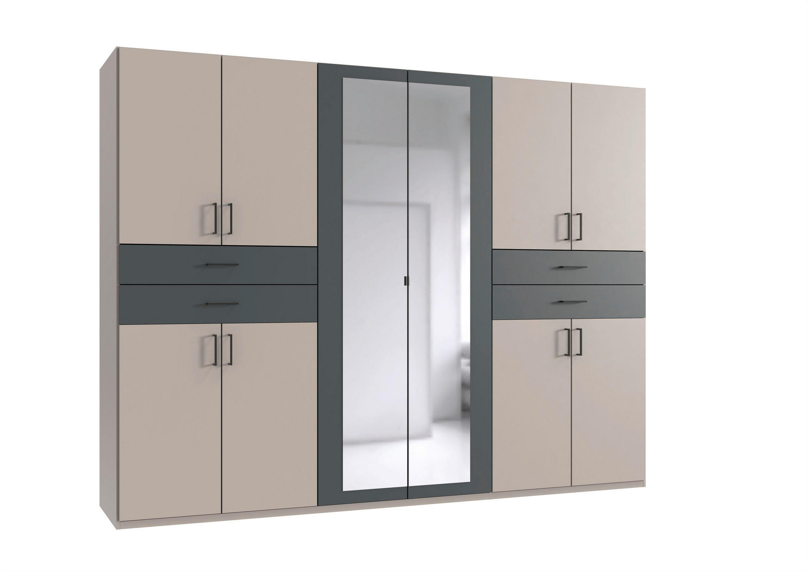 ORMAR ZA ODJEĆU  270/208/58 cm    - boje grafita/bež, Moderno, staklo/drvni materijal (270/208/58cm) - Hom`in