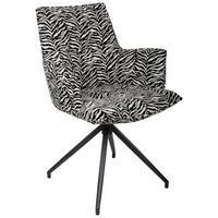 ARMLEHNSTUHL  Stoffauswahl, Sitzfläche 360° drehbar, automatische Rückholfunktion Jacquard  Schwarz, Weiss  - Weiss/Schwarz, Design, Textil/Metall (59/89,5/63cm) - Novel