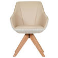 ARMLEHNSTUHL  in Lederlook, Flachgewebe  - Eichefarben/Beige, KONVENTIONELL, Holz/Textil (60/83/65cm) - Landscape