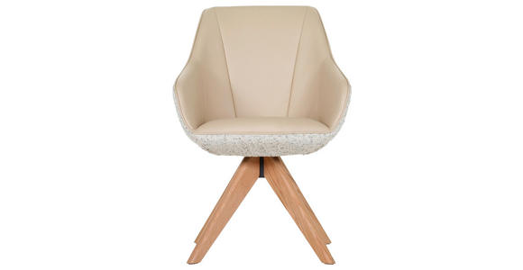 ARMLEHNSTUHL in Lederlook, Flachgewebe - Eichefarben/Beige, KONVENTIONELL, Holz/Textil (60/83/65cm) - Landscape