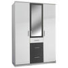 KLEIDERSCHRANK 3-türig Graphitfarben, Weiß  - Alufarben/Graphitfarben, KONVENTIONELL, Glas/Holzwerkstoff (135/199/58cm) - Boxxx