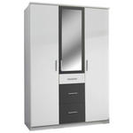 KLEIDERSCHRANK  in Graphitfarben, Weiß  - Alufarben/Graphitfarben, KONVENTIONELL, Glas/Holzwerkstoff (135/199/58cm) - Carryhome