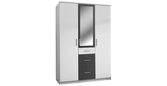 KLEIDERSCHRANK  in Graphitfarben, Weiß  - Alufarben/Graphitfarben, KONVENTIONELL, Glas/Holzwerkstoff (135/199/58cm) - Carryhome