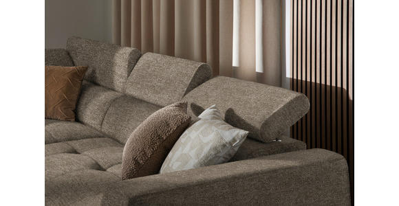 ECKSOFA in Chenille Hellbraun 205/284 cm - Hellbraun/Schwarz, Design, Kunststoff/Textil (205/284cm) - Xora