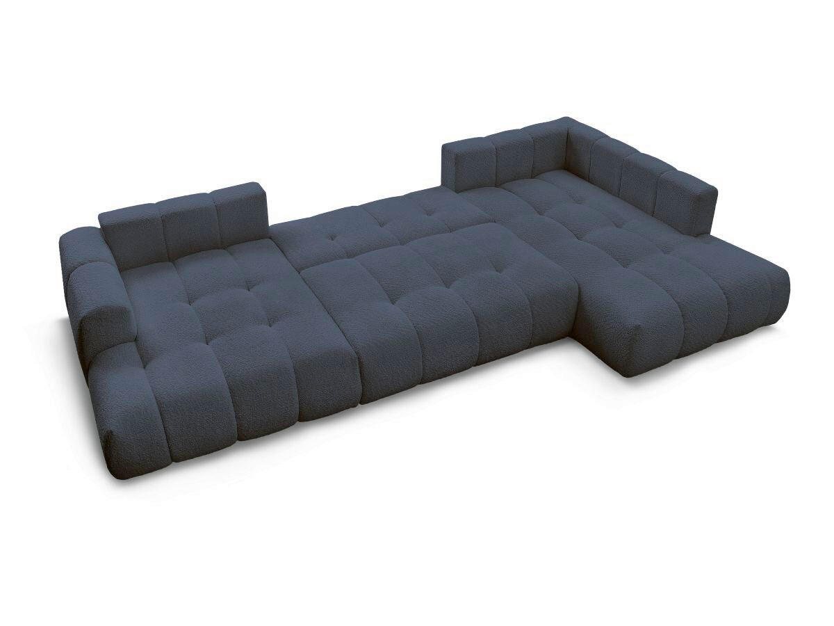 WOHNLANDSCHAFT  FUJI  Dunkelblau Bouclé  - Schwarz/Dunkelblau, MODERN, Kunststoff/Textil (160/377/204cm)