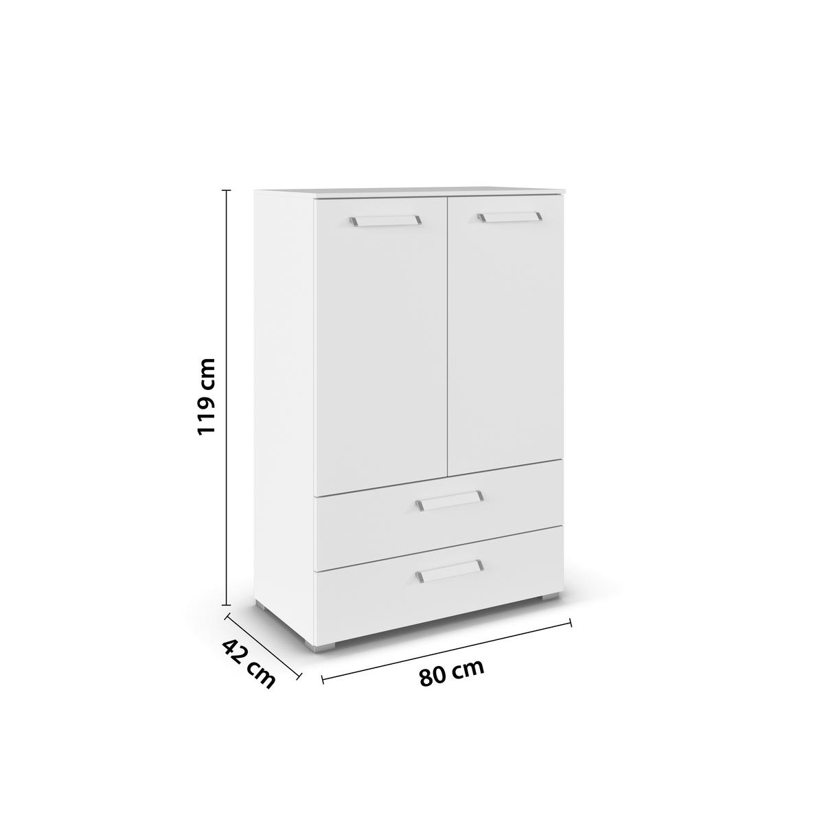 HIGHBOARD  in 80/119/42 cm  - Silberfarben/Weiß, Design, Holzwerkstoff/Kunststoff (80/119/42cm) - Novel