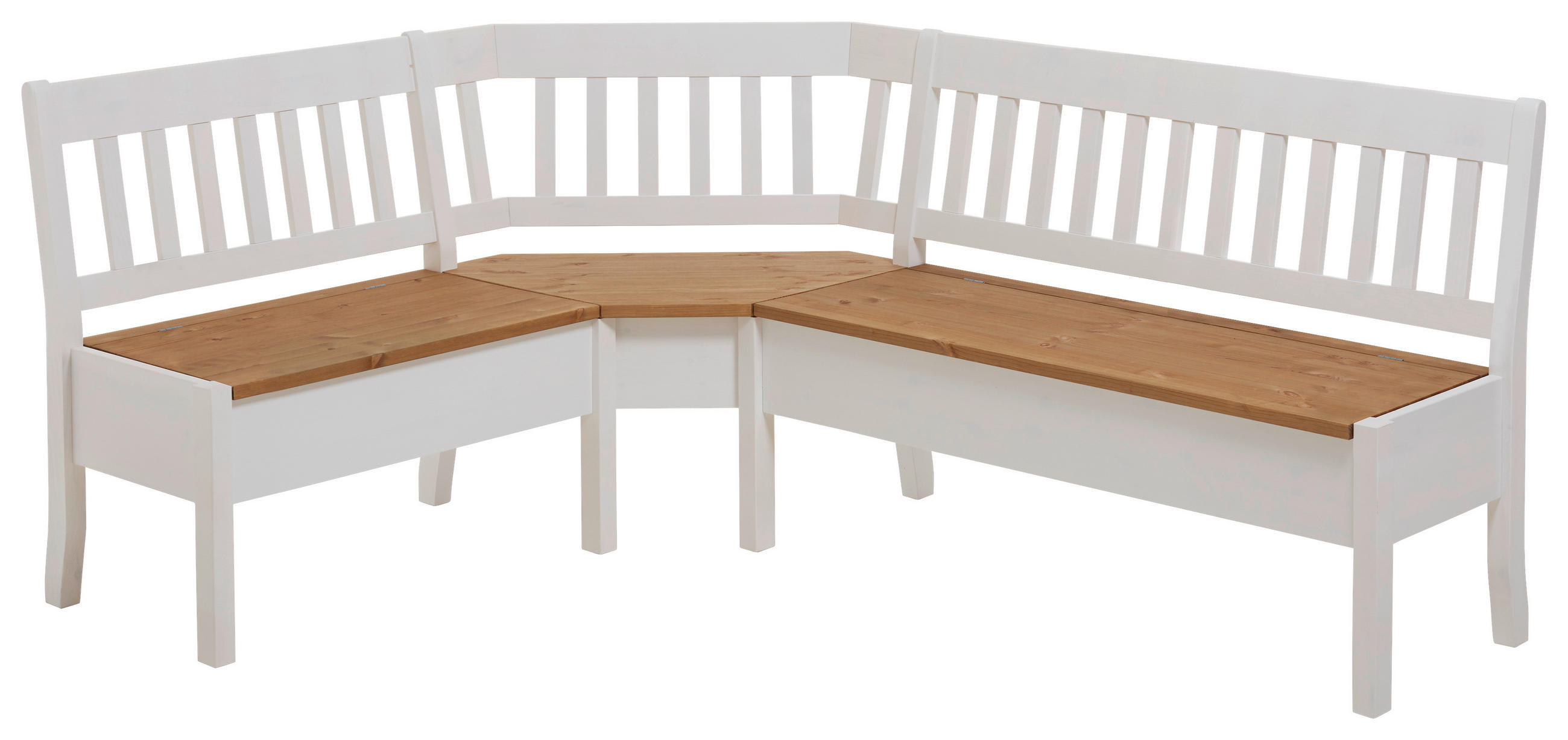 ECKBANK 147/170 cm Weiß, Laugenfarbig Kiefer massiv - Laugenfarbig/Weiß, ROMANTIK / LANDHAUS, Holz (147/170cm) - Boxxx