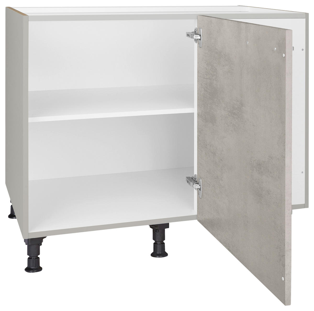 ECKUNTERSCHRANK 125/87/65 cm  - Edelstahlfarben/Hellgrau, MODERN, Holzwerkstoff/Metall (125/87/65cm) - Nobilia