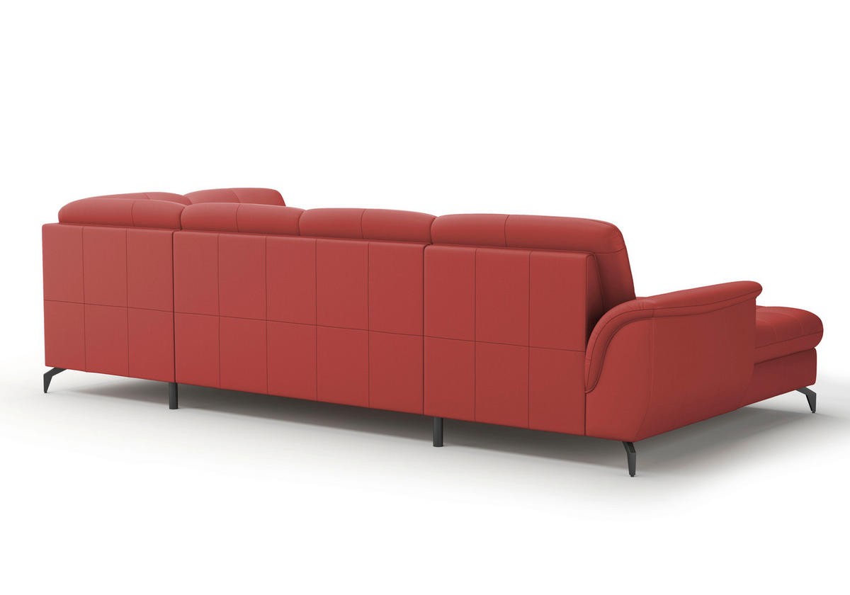 WOHNLANDSCHAFT Rot Echtleder  - Rot/Schwarz, MODERN, Leder/Metall (164/319/212cm) - Sit & More