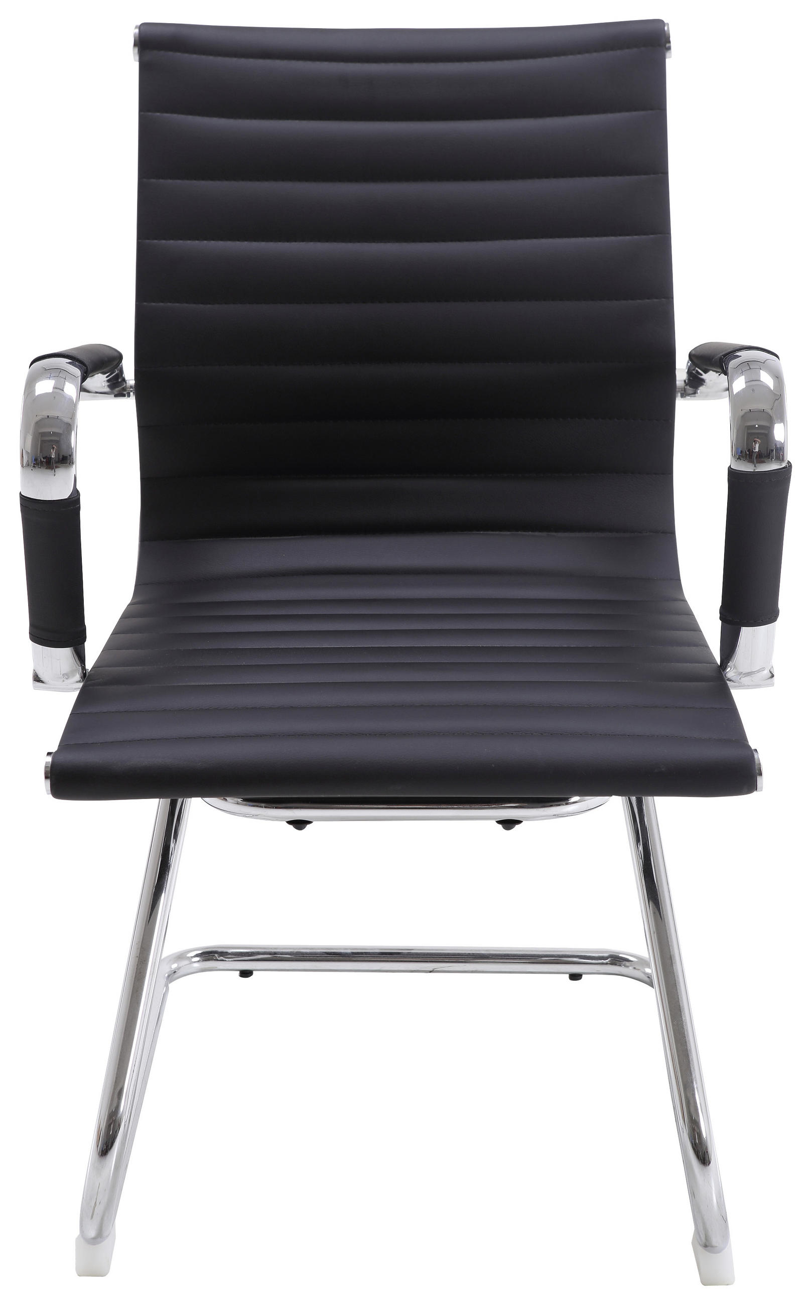 BESUCHERSTUHL in Lederlook Schwarz, Chromfarben - Chromfarben/Schwarz, Design, Textil/Metall (55/88/61cm) - MID.YOU