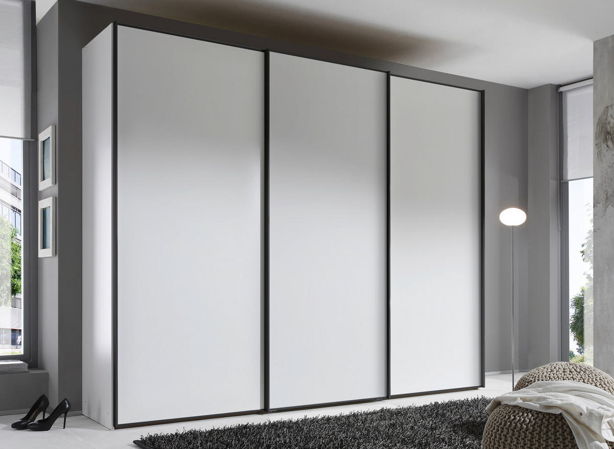 SCHWEBETÜRENSCHRANK  in Weiß  - Graphitfarben/Weiß, Design, Holzwerkstoff/Metall (280/222/68cm) - Moderano