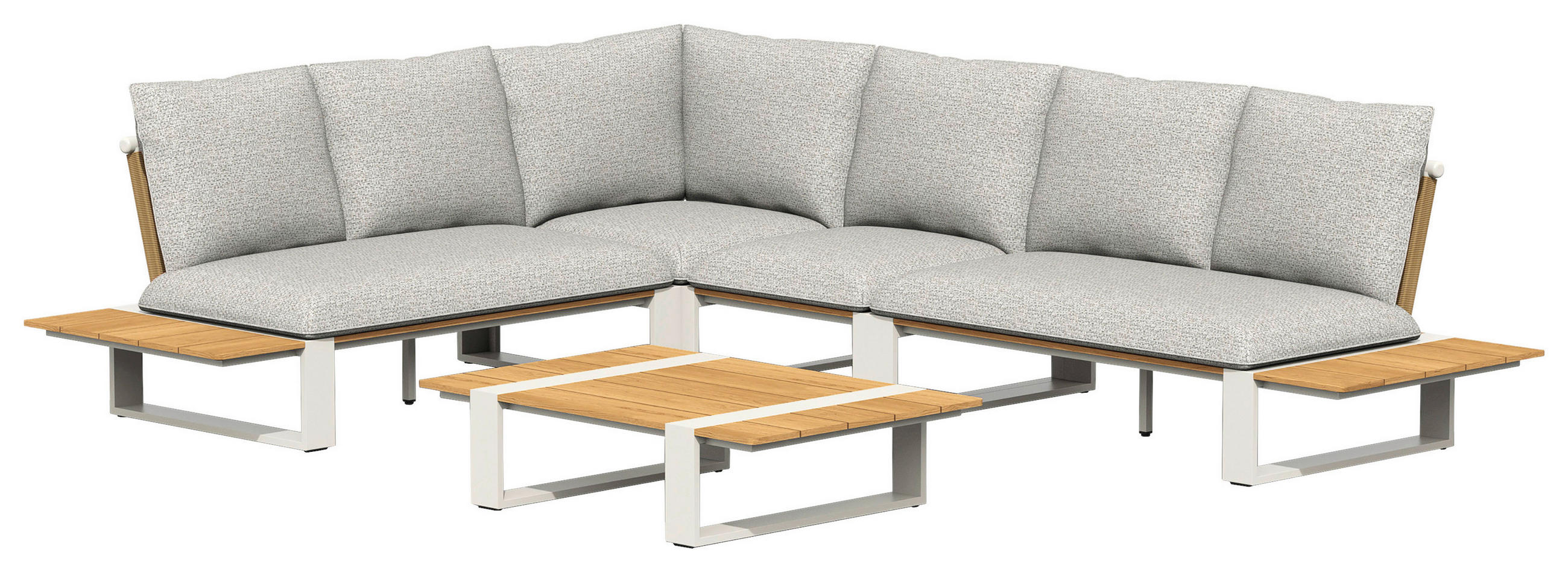 LOUNGEGARNITUR 4-teilig  - Creme/Teakfarben, Basics, Holz/Textil (247/247cm) - Tierra Outdoor