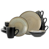 KOMPLETT SERVIS Malmö beige 16 delar  - beige/svart, Basics, keramik - Creatable