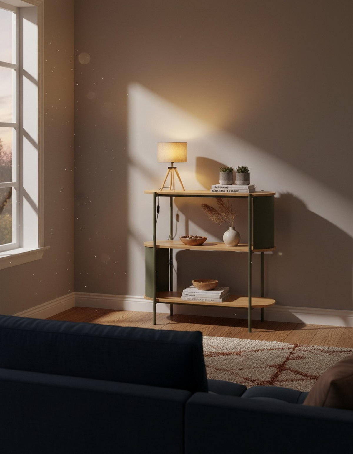 REGAL Grün, Naturfarben  - Naturfarben/Grün, Trend, Holzwerkstoff/Metall (80/95/33,8cm) - Xora