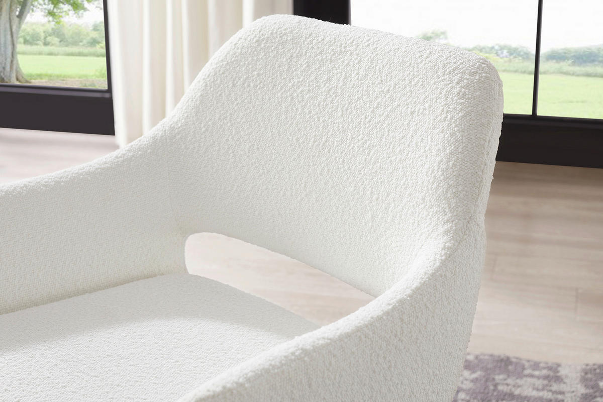 STOLIČKA S PODRÚČKAMI, buklé, biela - čierna/biela, Modern, kov/textil (63,5/82,5/59cm) - Livetastic