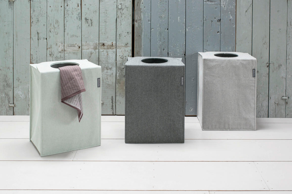 NÁDOBA NA BIELIZEŇ, sivá - sivá, Design, textil (40,5/54/29,5cm) - Brabantia