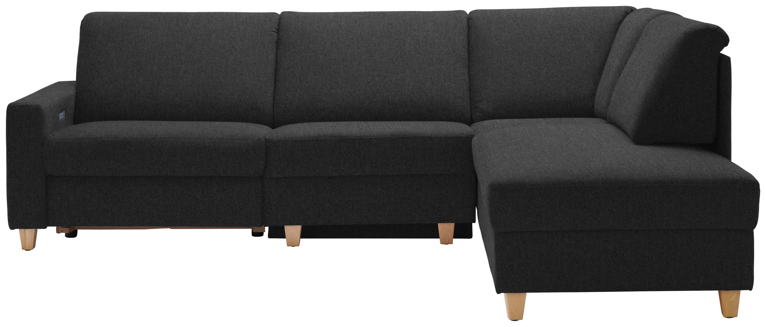 ECKSOFA in Flachgewebe Anthrazit  261/203 cm  - Eichefarben/Anthrazit, KONVENTIONELL, Holz/Textil (261/203cm) - Sedda