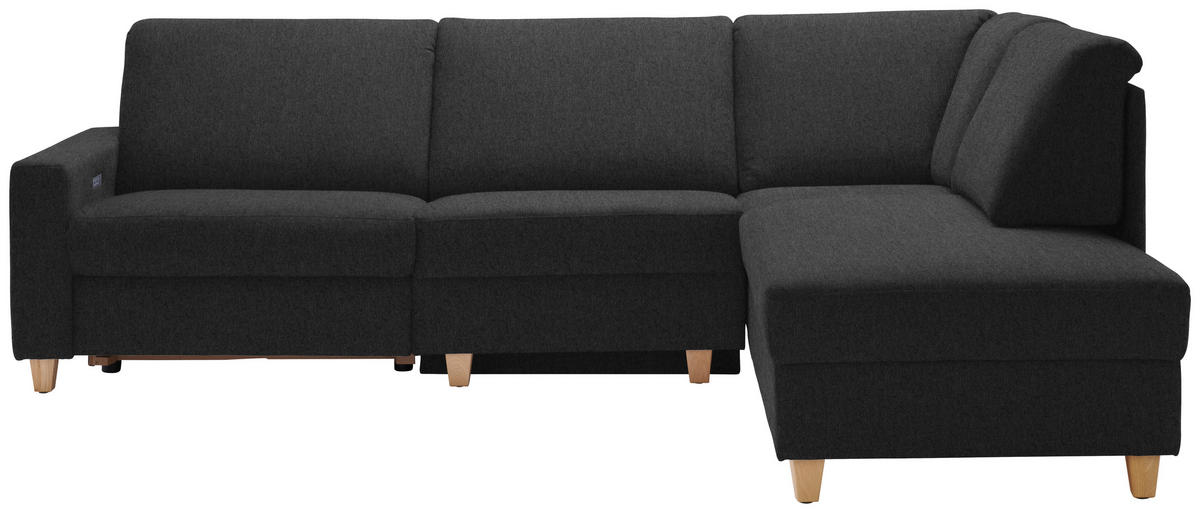 ECKSOFA in Flachgewebe Anthrazit  261/203 cm  - Eichefarben/Anthrazit, KONVENTIONELL, Holz/Textil (261/203cm) - Sedda