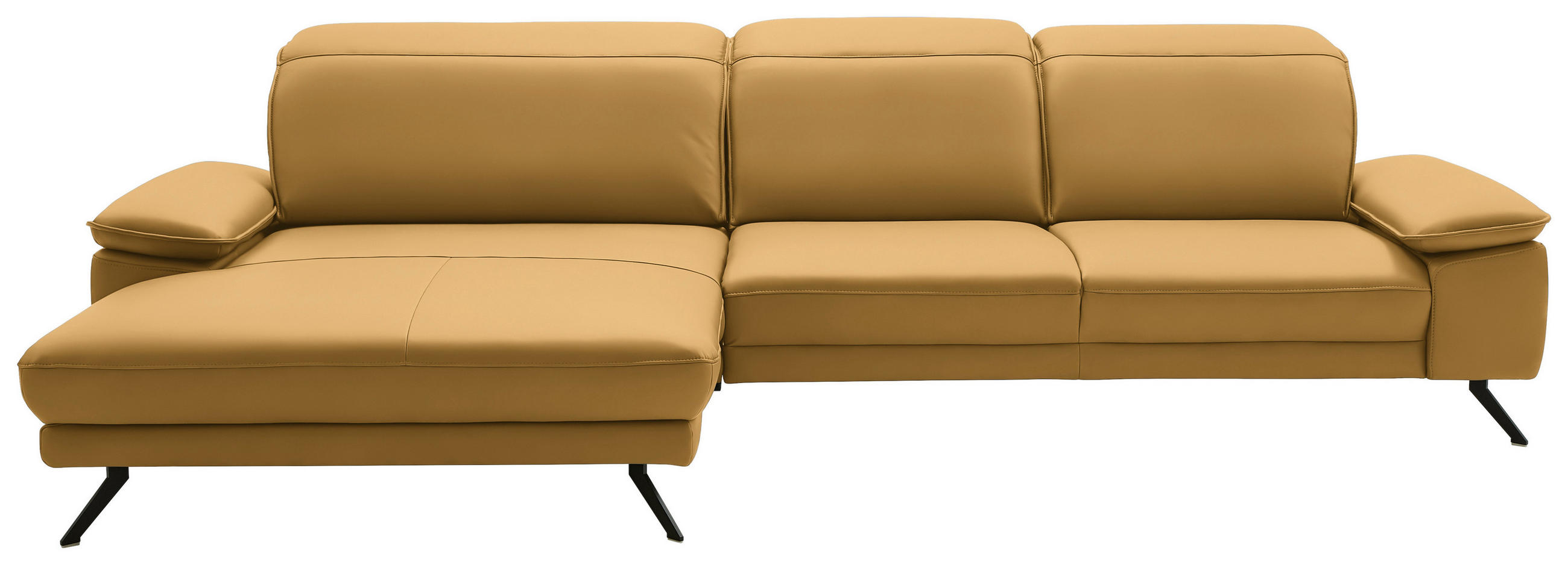 ECKSOFA in Echtleder Gelb  - Gelb/Schwarz, Design, Leder/Metall (193/332cm) - Dieter Knoll