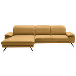 ECKSOFA in Echtleder Gelb  - Gelb/Schwarz, Design, Leder/Metall (193/332cm) - Dieter Knoll