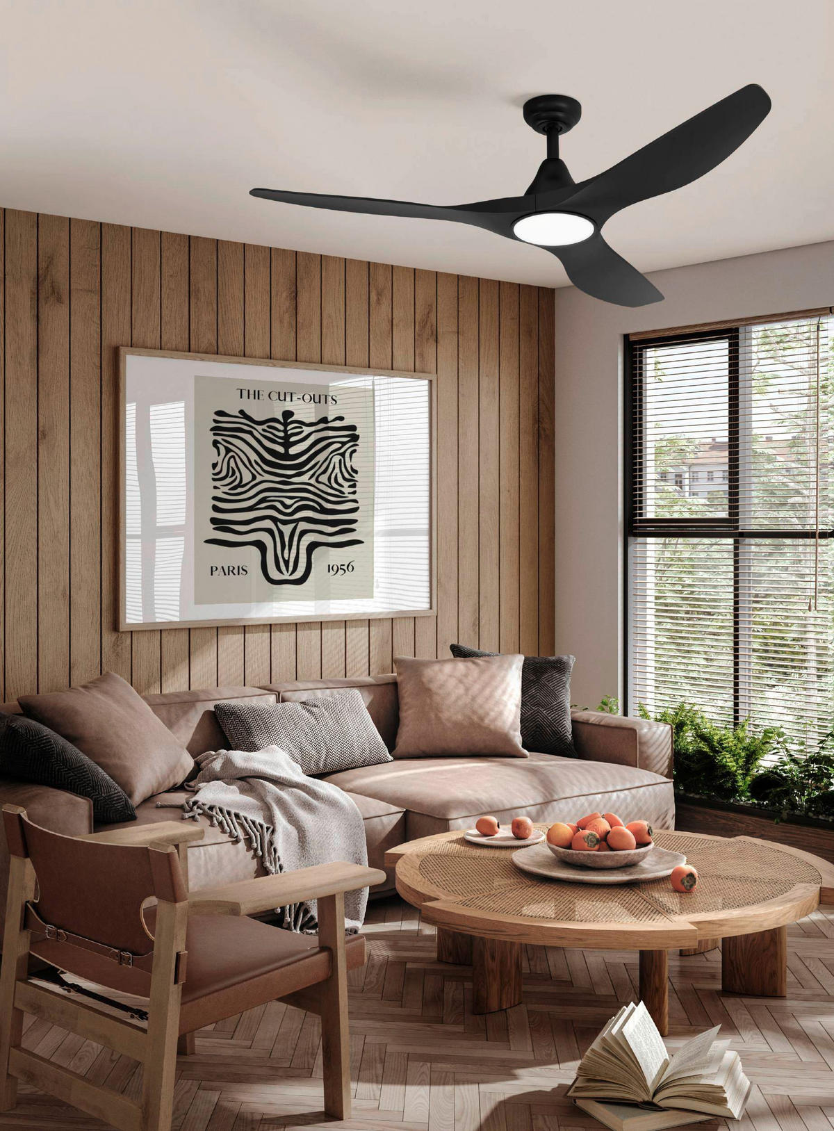 DECKENVENTILATOR - Schwarz, Basics, Kunststoff (132/29,5cm)