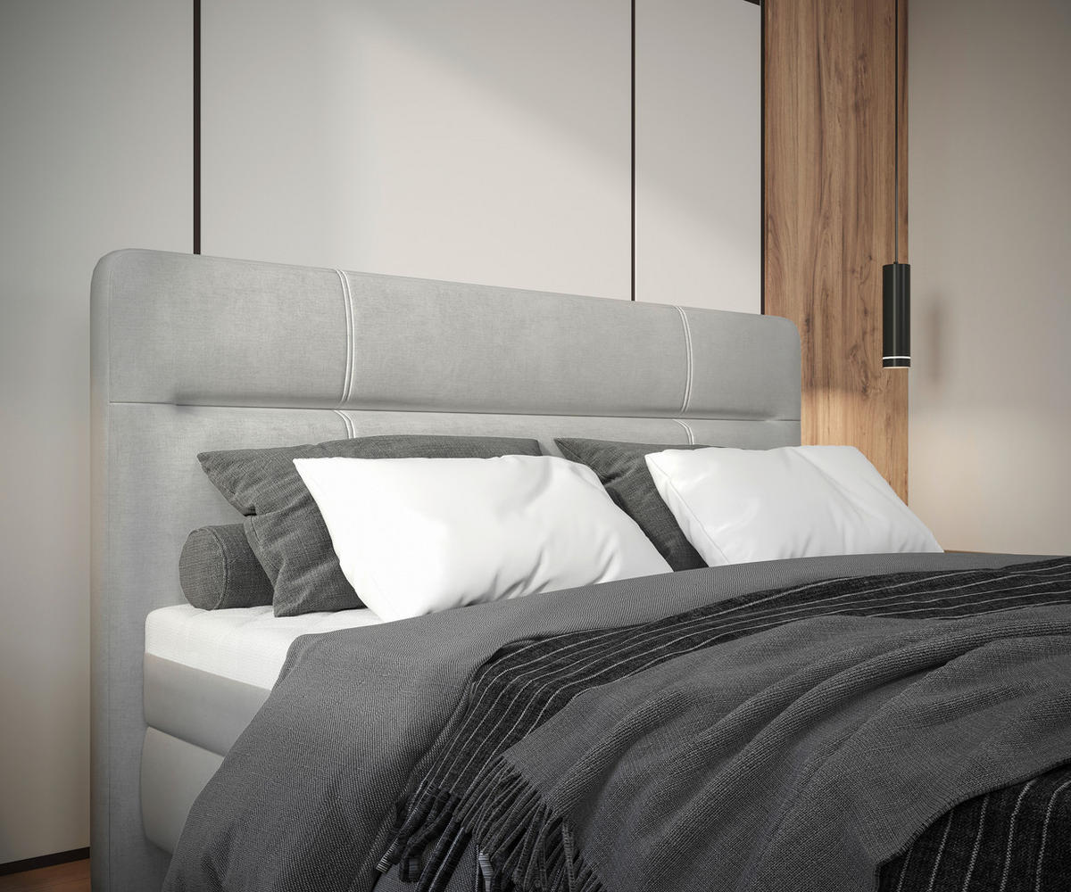 BOXBETT 140/200 cm  in Hellgrau  - Hellgrau, Modern, Holz/Holzwerkstoff (140/200cm) - MID.YOU
