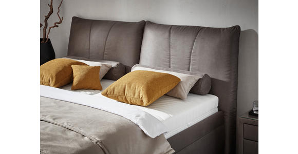POLSTERBETT Matratze, Lattenrost, Bettkasten 180/200 cm  in Grau  - Chromfarben/Birkefarben, KONVENTIONELL, Holz/Textil (180/200cm) - Dieter Knoll